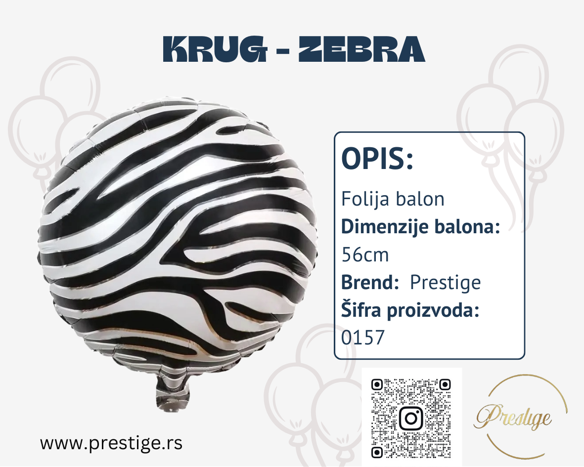 Orbz Zebrasti 56cm - Prestige
