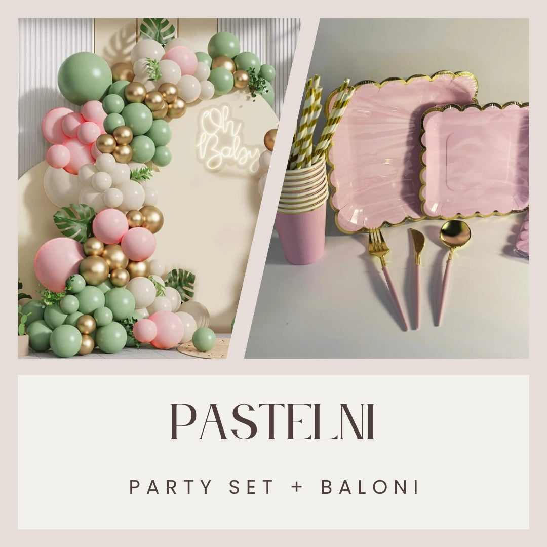 Pastelni party set + Baloni - Prestige