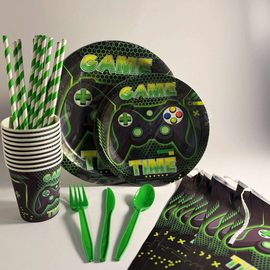 Gaming party set za deciji rodjendan case, tanjiri, slamcice baner - Prestige