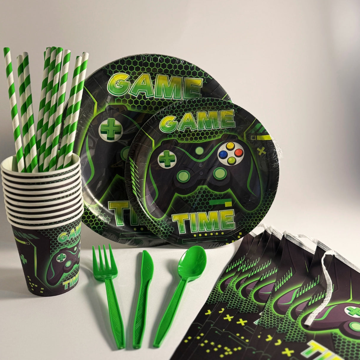Gaming party set za deciji rodjendan case, tanjiri, slamcice baner - Prestige